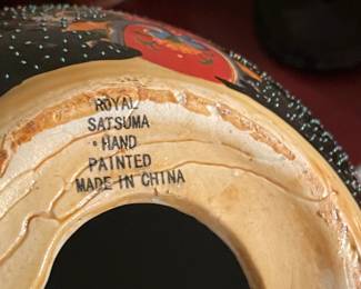 Oversized Asian "Satsuma" Hand Painted Egg