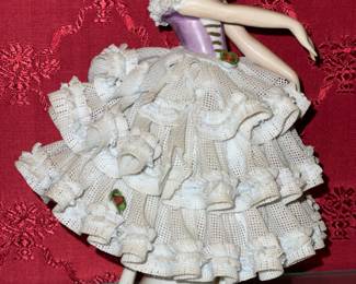 Vintage Porcelain Figurine W/ Lace Accents