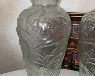 BEAUTIFUL Clear Glass Bird Vases