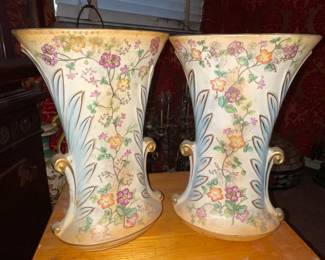 Pair Of Porcelain Dual Handled Vases