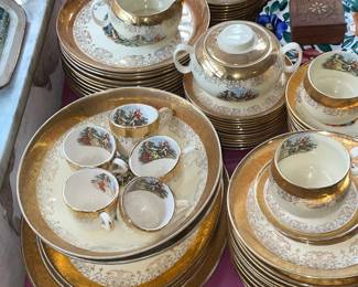 Large 22K Gold Plated China Set