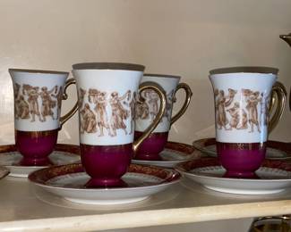 Figural Gold & Mauve Tea Cup & Saucer Set