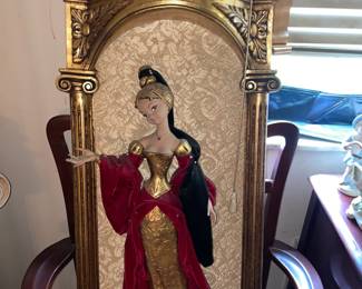 Vintage Hollywood Regency Harlequin Doll Wall Display