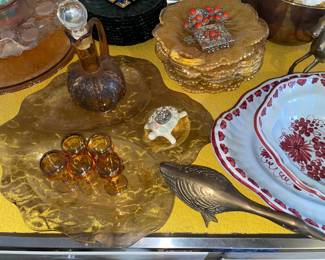 Assorted Amber Color Glassware