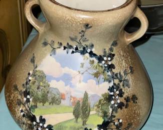 Double Handled Hand Painted Vase