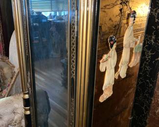 Asian Motif Gold W/ Black Lacquer Grandfather Clock