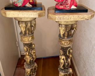 LARGE Carved Asian Pedestal Columns
