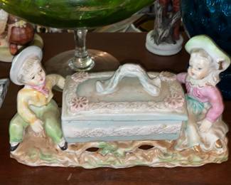 Porcelain Figural Trinket Box