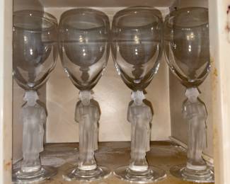 Vintage Frosted Figural Stemware