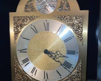 Asian Motif Gold W/ Black Lacquer Grandfather Clock