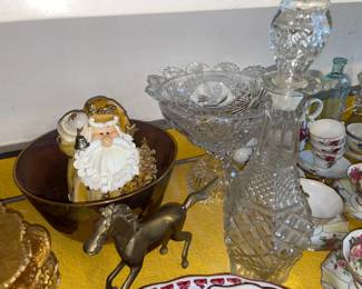 Crystal Decanter & Pedestal Bowl