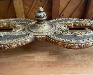 Carved Gold Coffee Table W/ Glass Top