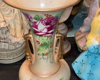 Hand Painted Floral Handled Vase