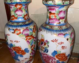 Pair Of Asian Floral Vases