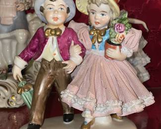 Vintage Porcelain Figurine W/ Lace Accents