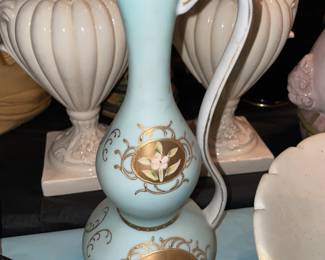 Blue W/ Gold Painted Pitcher