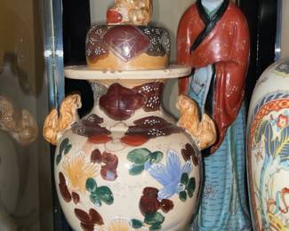 Asian Covered Urn W/ Claw Feet & Foo Dog Lid