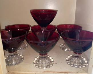 Bubble Foot Ruby Red Glassware