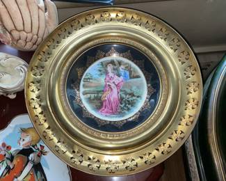 Decorative Porcelain Plate W/ Brass Holder By "Regency Bone China"