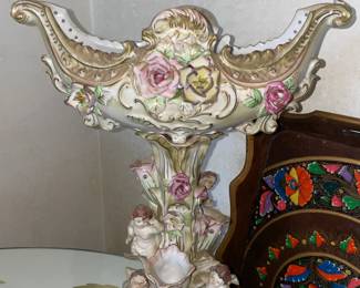 STUNNING Cherub Pedestal Compote Bowl