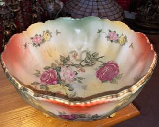Hand Painted Floral Porcelain Footed Bowl