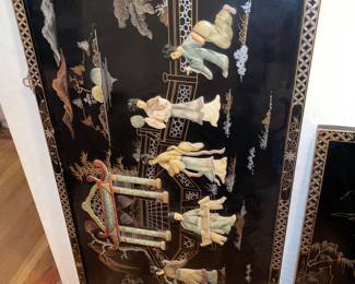 Asian Wall Panel W/ Hardstone Accents