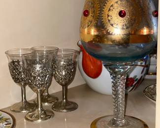 Large Goblet W/ Gold Trim & Ruby Red Rhinestones