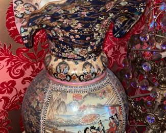Oversized Satsuma Asian Vase