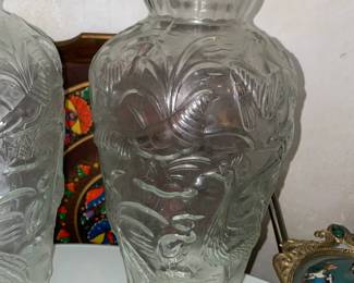 BEAUTIFUL Clear Glass Bird Vases