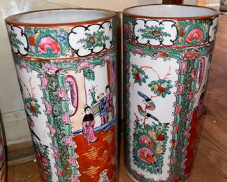 Pair Of Asian Figural Vases