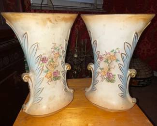Pair Of Porcelain Dual Handled Vases