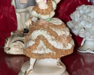 Vintage Porcelain Figurine W/ Lace Accents