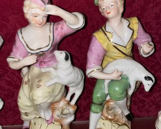 Set Of 2 Porcelain Figurines W/ Lambs