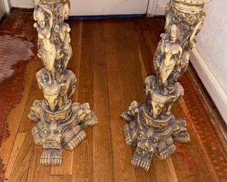 LARGE Carved Asian Pedestal Columns