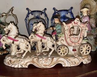 Porcelain Stagecoach W/ Horses Figurine
