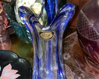 Blue Art Glass Vase