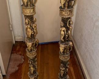 LARGE Carved Asian Pedestal Columns