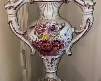 Oversized Double Handled Floral & Figural Urn