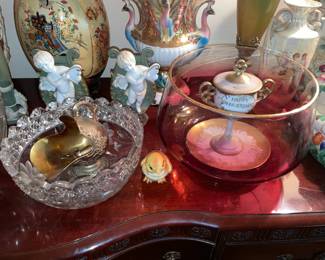 Crystal Bowl & Ruby Red Bowl;