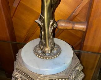 STUNNING "Scales Of Justice" Bronze Figure W/ Marble Base & Gold Painted Crystal Bowls