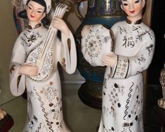 Asian Figurines W/ Rhinestone Jewel Accents