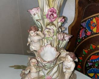 STUNNING Cherub Pedestal Compote Bowl