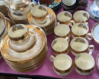 Large 22K Gold Plated China Set