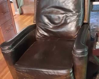 Dark brown leather reclining chair