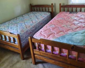 2 single beds, can be used as bunk beds or King size bed.  Good mattresses.