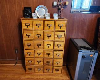 Vintage Library Card Catalog Cabinet