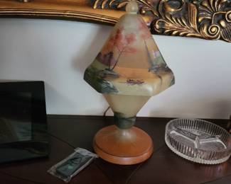 Reverse Painted Boudoir Lamp