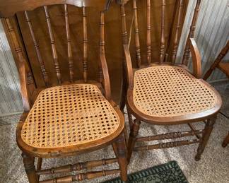 Pair Matched Walnut Cained Chairs NICE!
