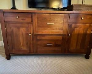 Crate and Barrell Wood Desk and Credenza.