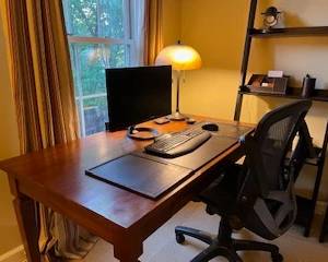 Crate and Barrell Wood Desk and Credenza.